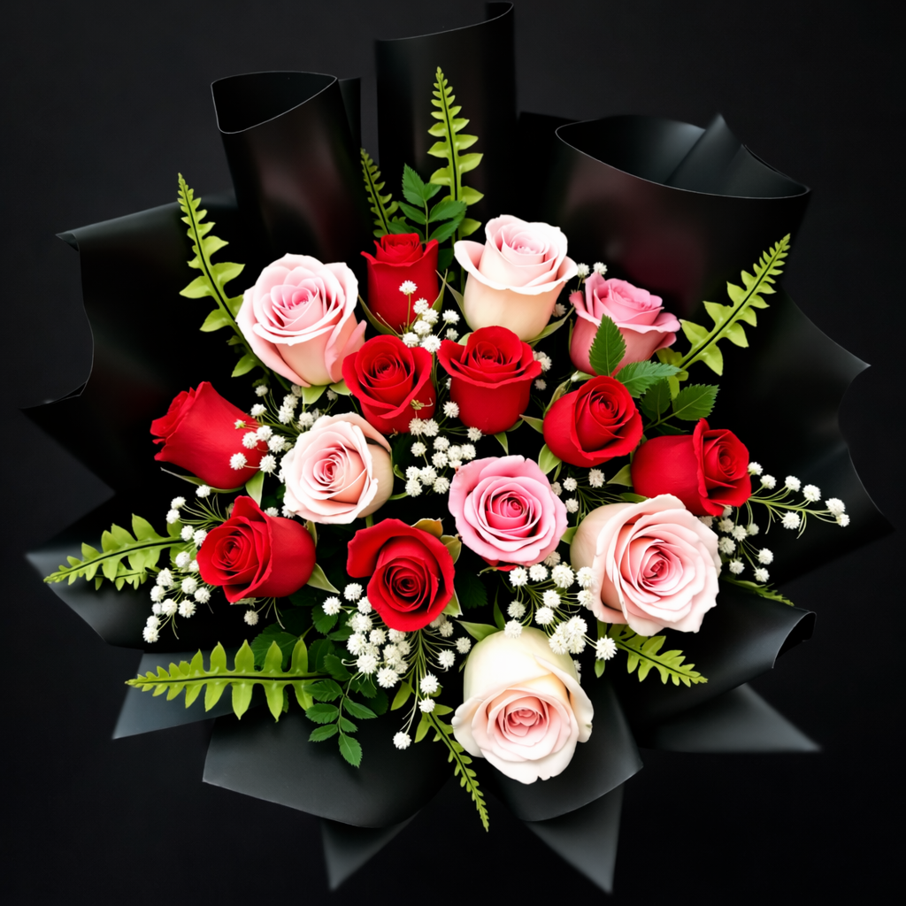11 Mixed Roses Hand Bouquet