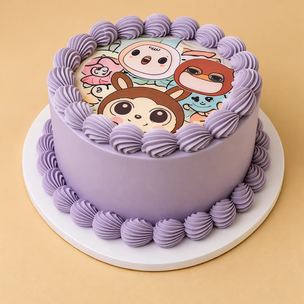 Multicolored Labubu Faces Birthday Cake