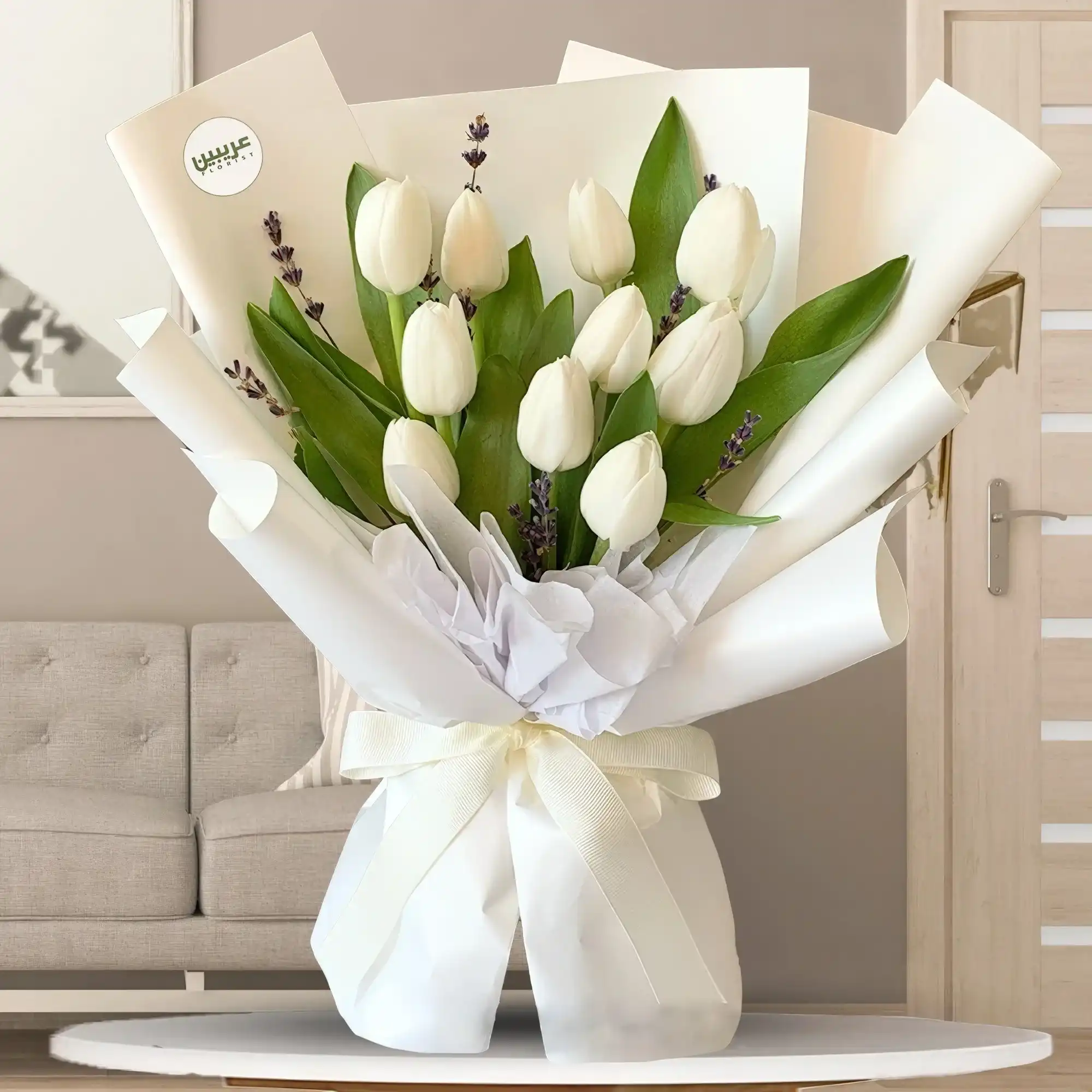 10 Stems Of  White Tulips Bouquet