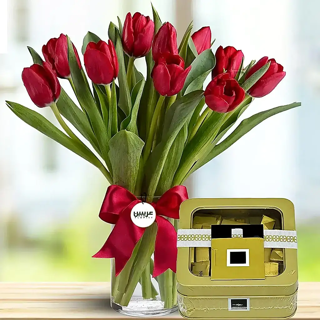 10 Blooms Red Tulips & Patchi Chocolate
