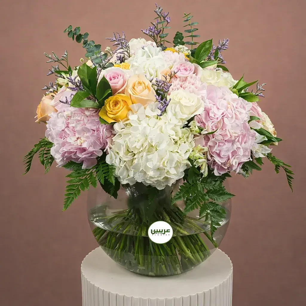 20 Bloom Hydrangeas & Roses Vase