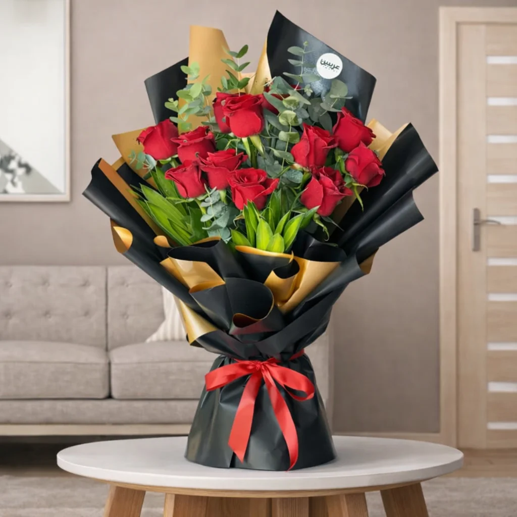 12 Velvet Red Roses Bouquet